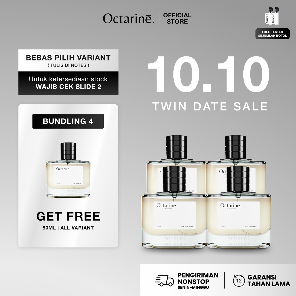 [ Promo ] Promo Bundling 4 Botol Parfum 50Ml Free Parfum 50Ml Bebas Pilih Varian - By Octarine