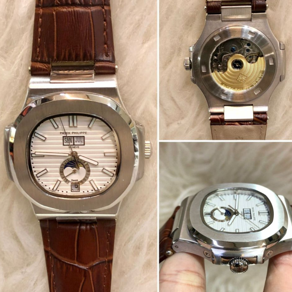 Jam tangan pria Patek Philippe Nautilus Moonphase 5726 Super quality Silver