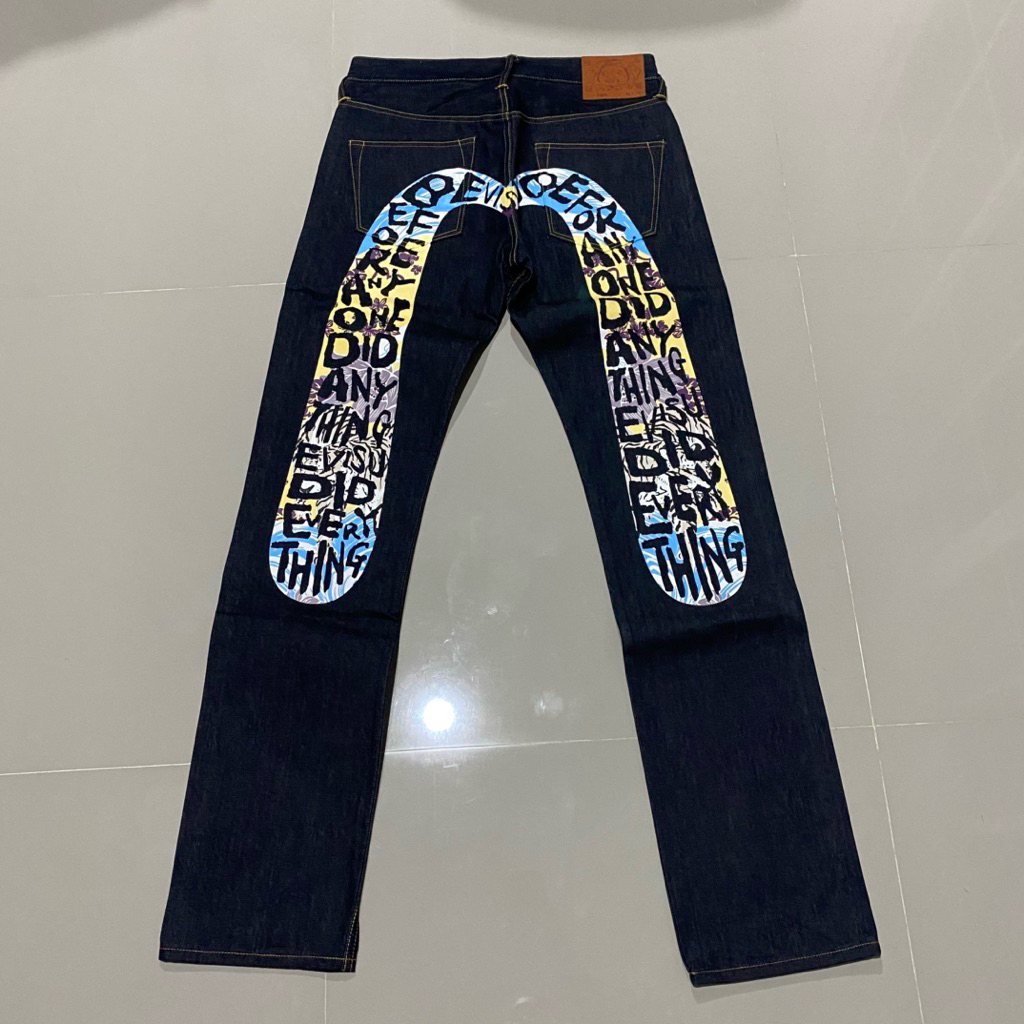 Evisu SS15 lot 2000 Tiger Daicock Multicolor Print Selvedge Denim Jeans Daikoku sz 32