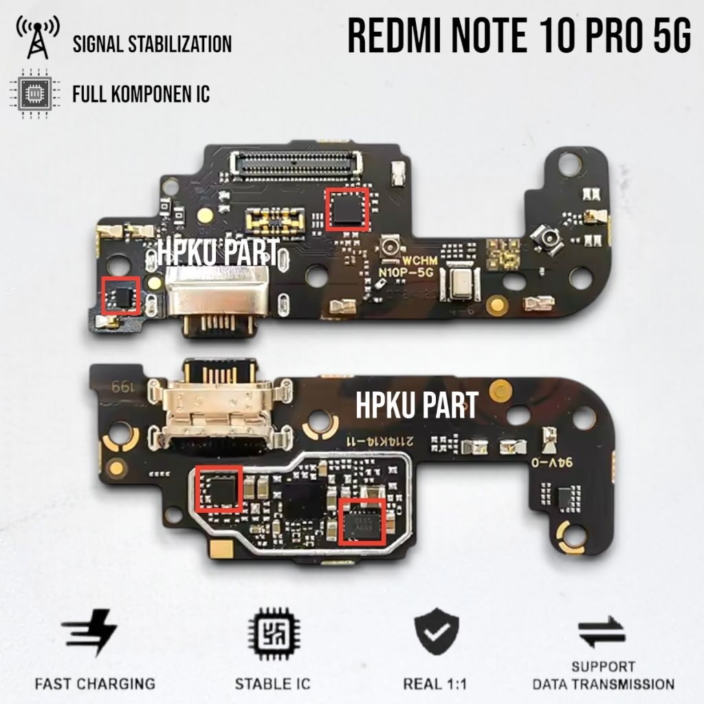 Flexible Konektor Charger + Mic Xiaomi Poco X3 GT Original Full Komponen IC Board Charger Konektor C