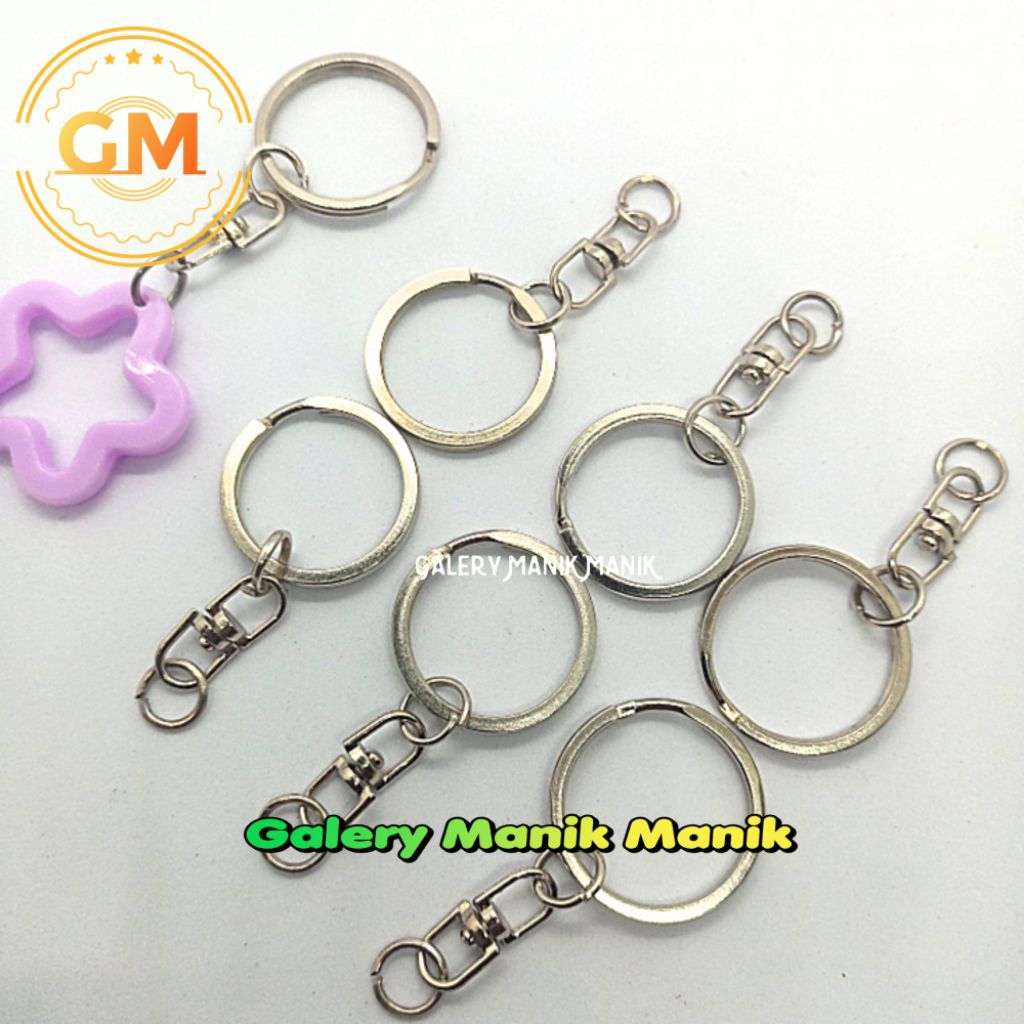 [ 5 Pcs ] Gantungan Kunci Keychain Ring O Gepeng Bisa Di Putar