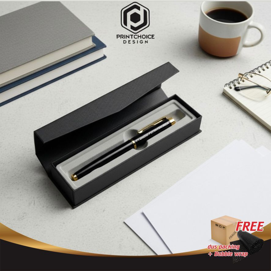 Pen Box Tutup Magnet Box Custom Grafir Hitam Ekslusive