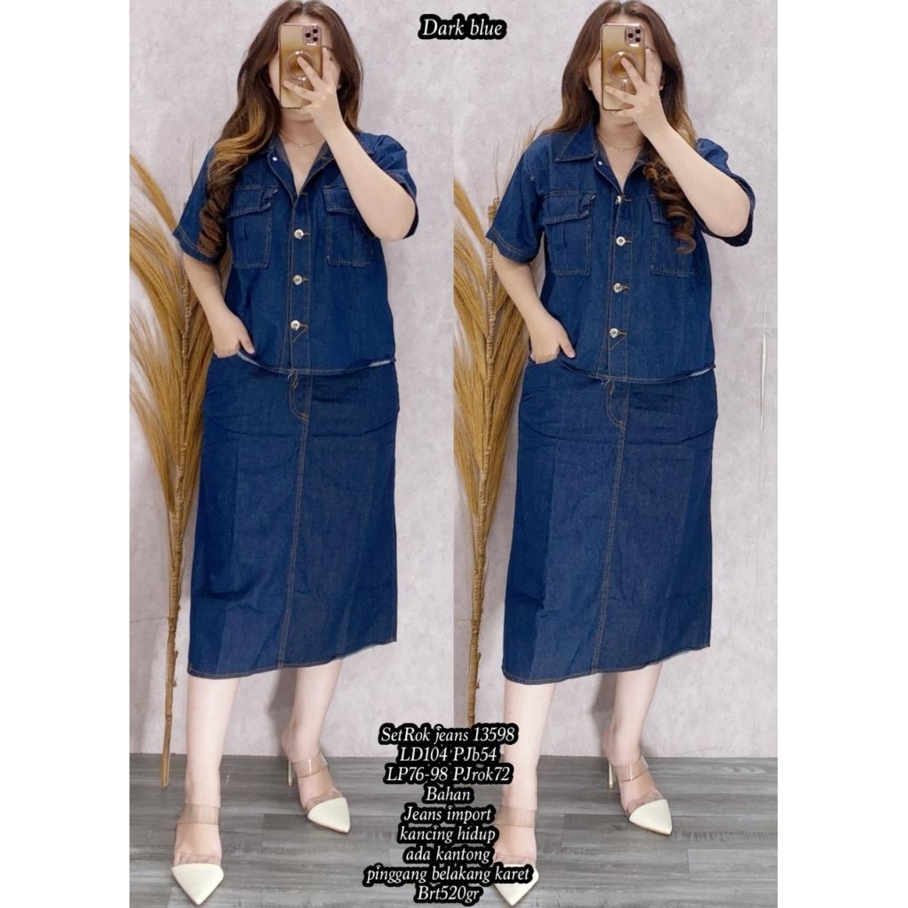 FER 62903 / 13598 SET ROK JEANS WANITA IMPORT / READY / REALPICT
