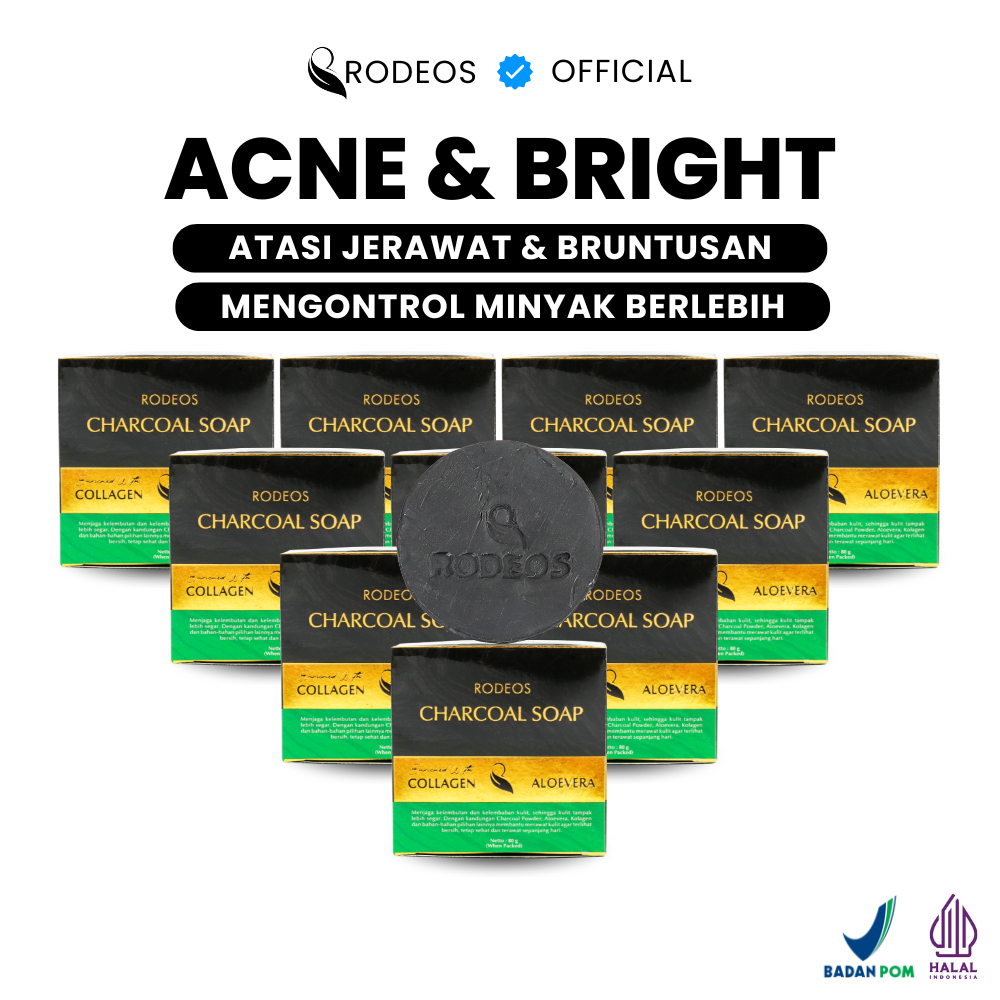 [PAKET RESELLER] 10 PCS RODEOS CHARCOAL SOAP ORIGINAL | Sabun Jerawat, Sabun Muka Pria & Wanita, Sab