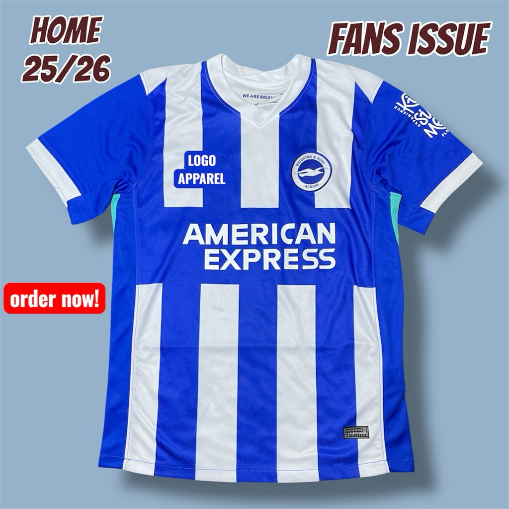Jersey brighton home 2025 2026 fans issue baju bola uniseks 25/26 grade ori high Quality