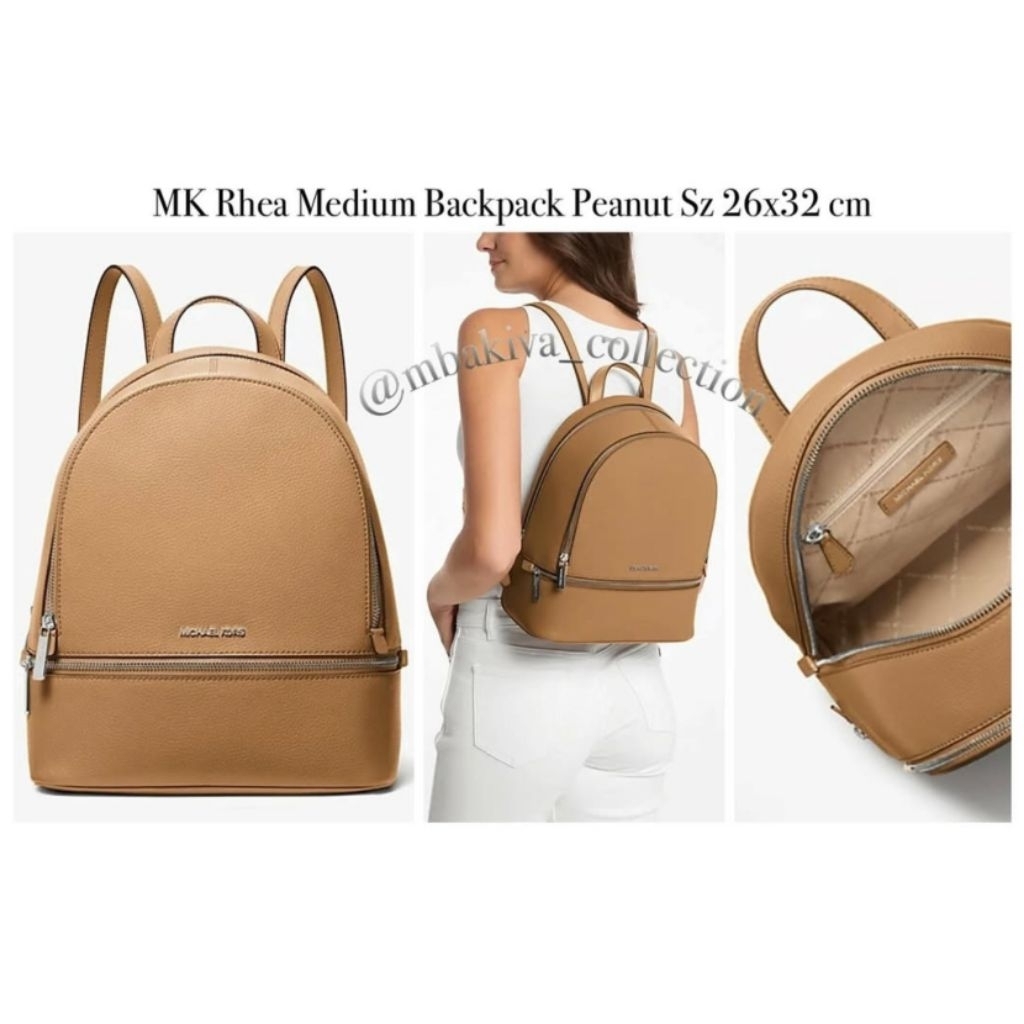 MK Rhea Medium Backpack Peanut