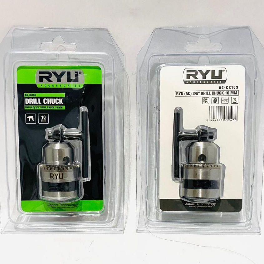 RYU 3/8" Drill Chuck - Kepala Chuck Bor 10mm & 13mm + Kunci Pemutar - Murah