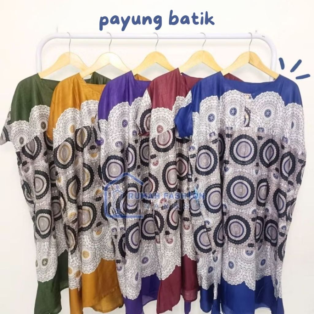 PAYUNG BATIK | Daster Payung Katun Rayon Baju Tidur Terusan Wanita Motif Batik LD 140 cm Jumbo