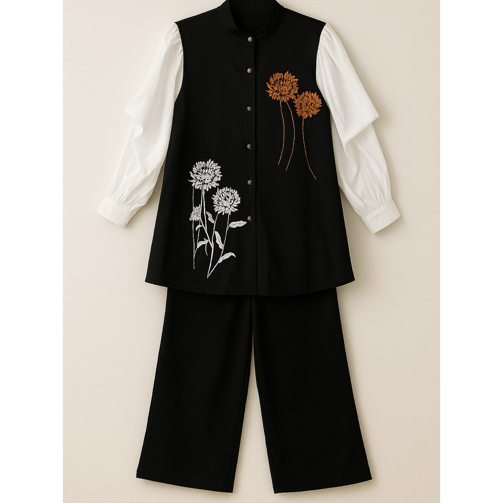 Setelan celana + atasan tunik premium jumbo bordir new