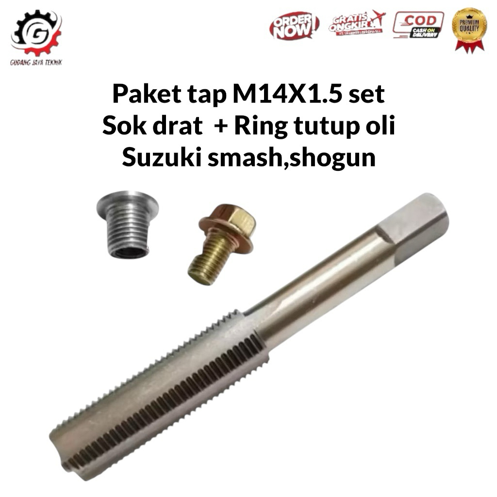Tap set sok drat set baut tutup oli mesin bawah motor suzuki smash shogun drat baut 14