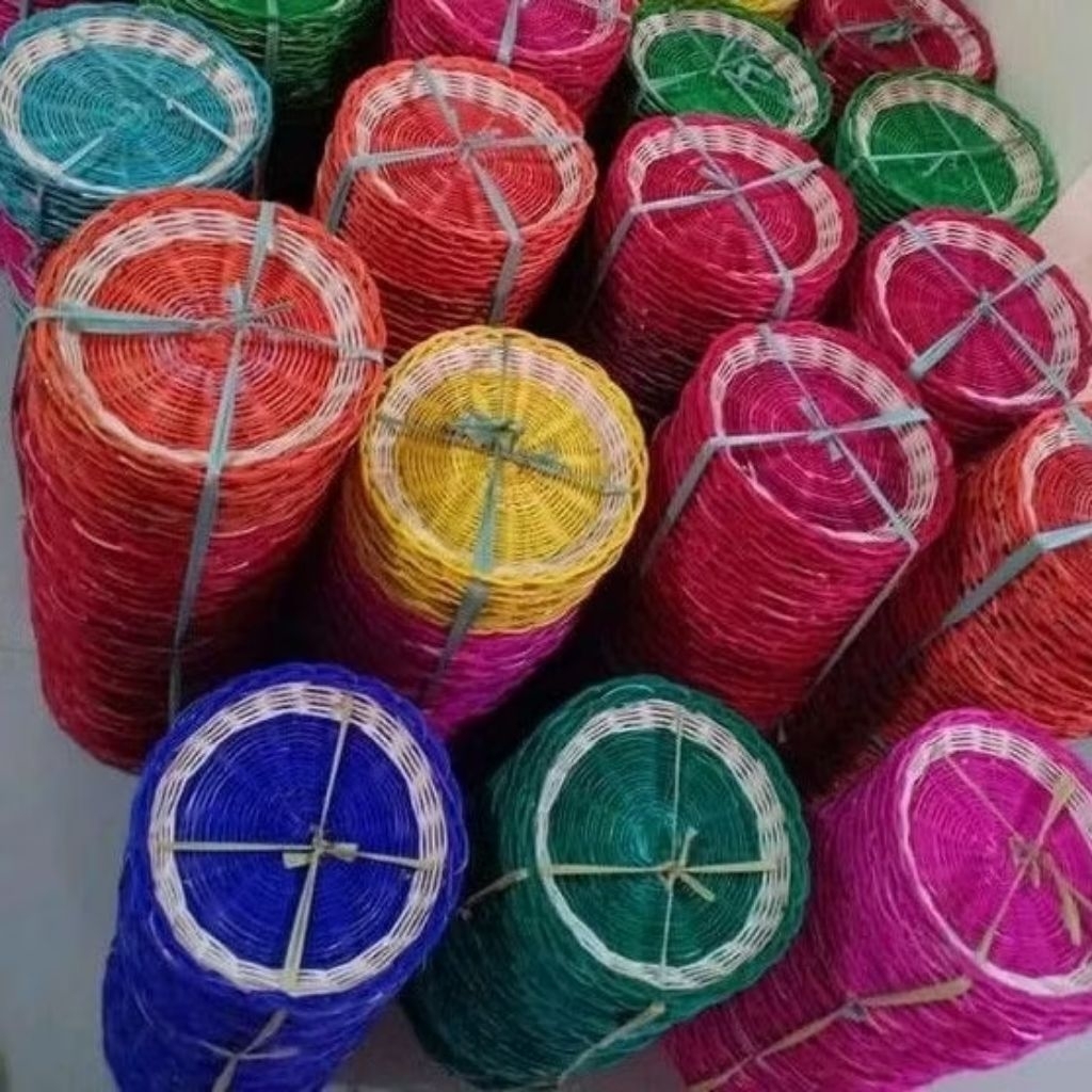 Piring Rotan Asli 1 Kodi 20 PCS Piring Rotan Anyaman Piring Rotan Termurah