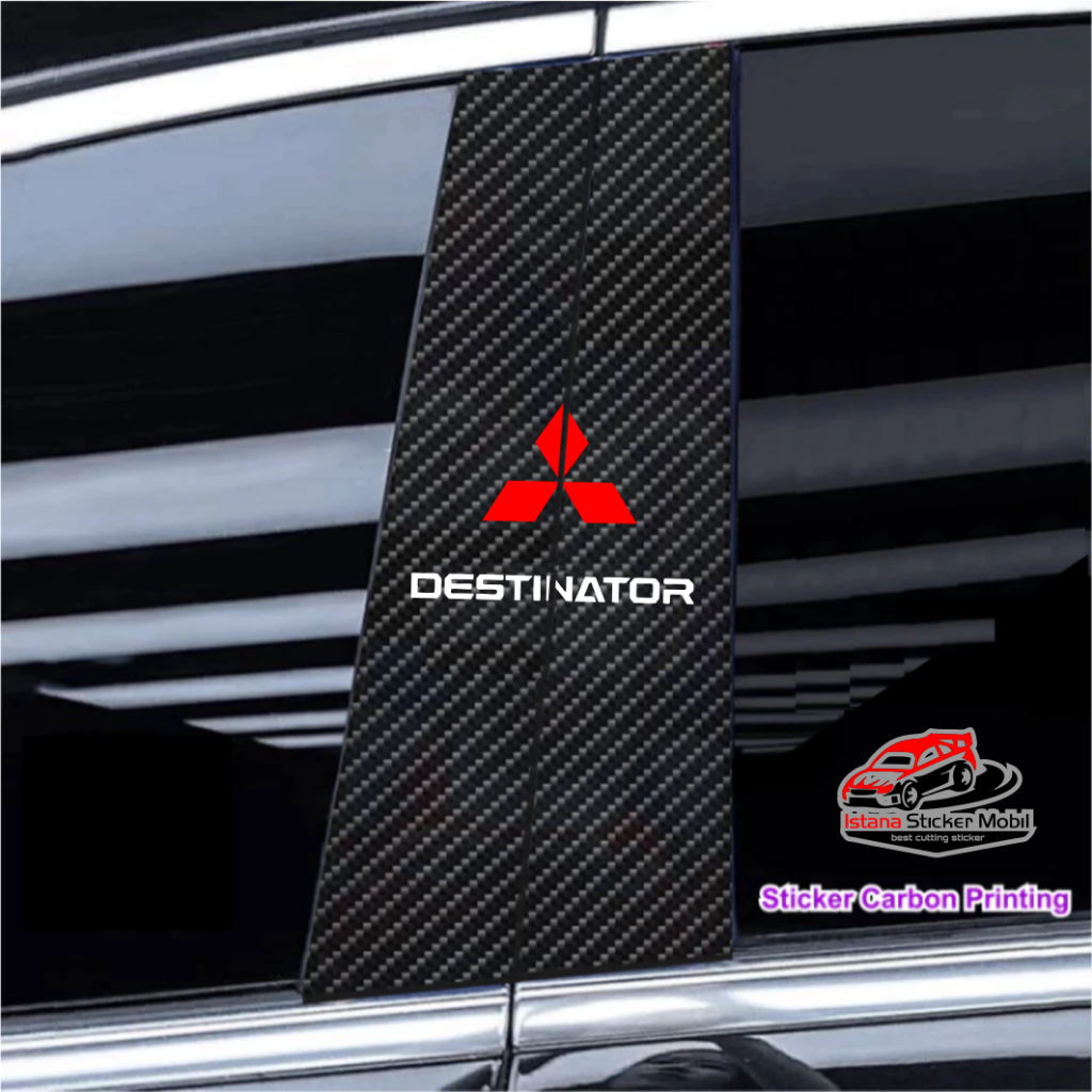 Sticker Pillar stiker Karbon 3D Pilar Pintu Mobil Mitsubishi Destinator Triton Xpander Pajero