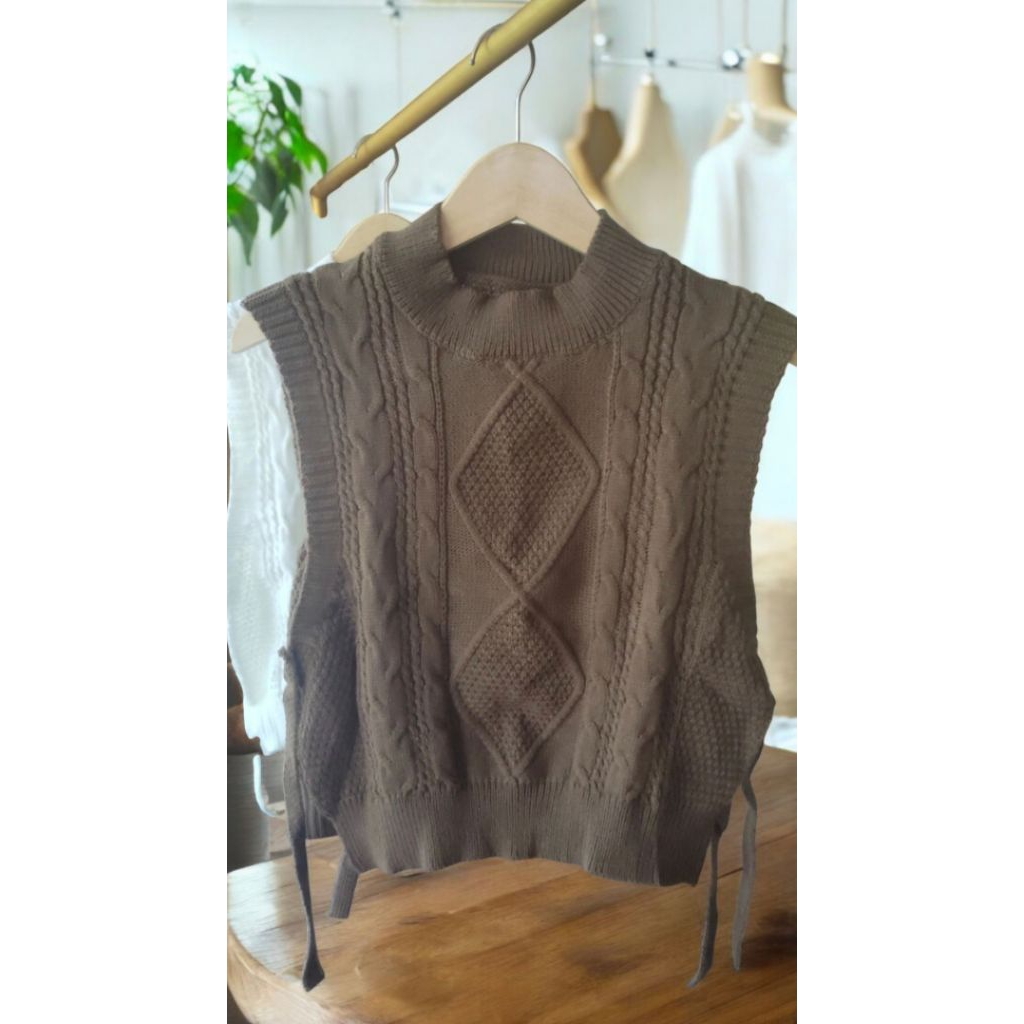 Rompi Vest Rajut tali samping