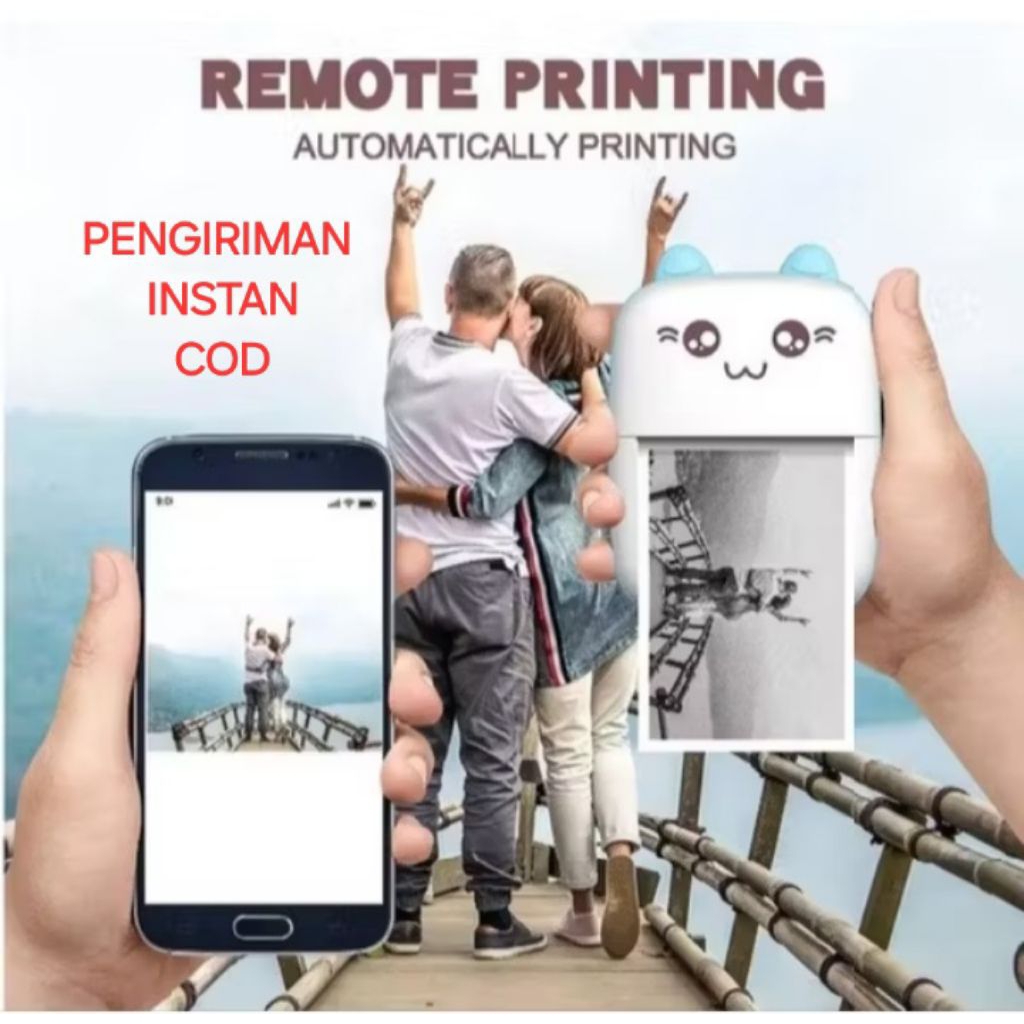 Printer Thermal Mini Printer Thermal Bluetooth 58mm Cute CAT Cetak Gambar Foto Memo Resi Memo