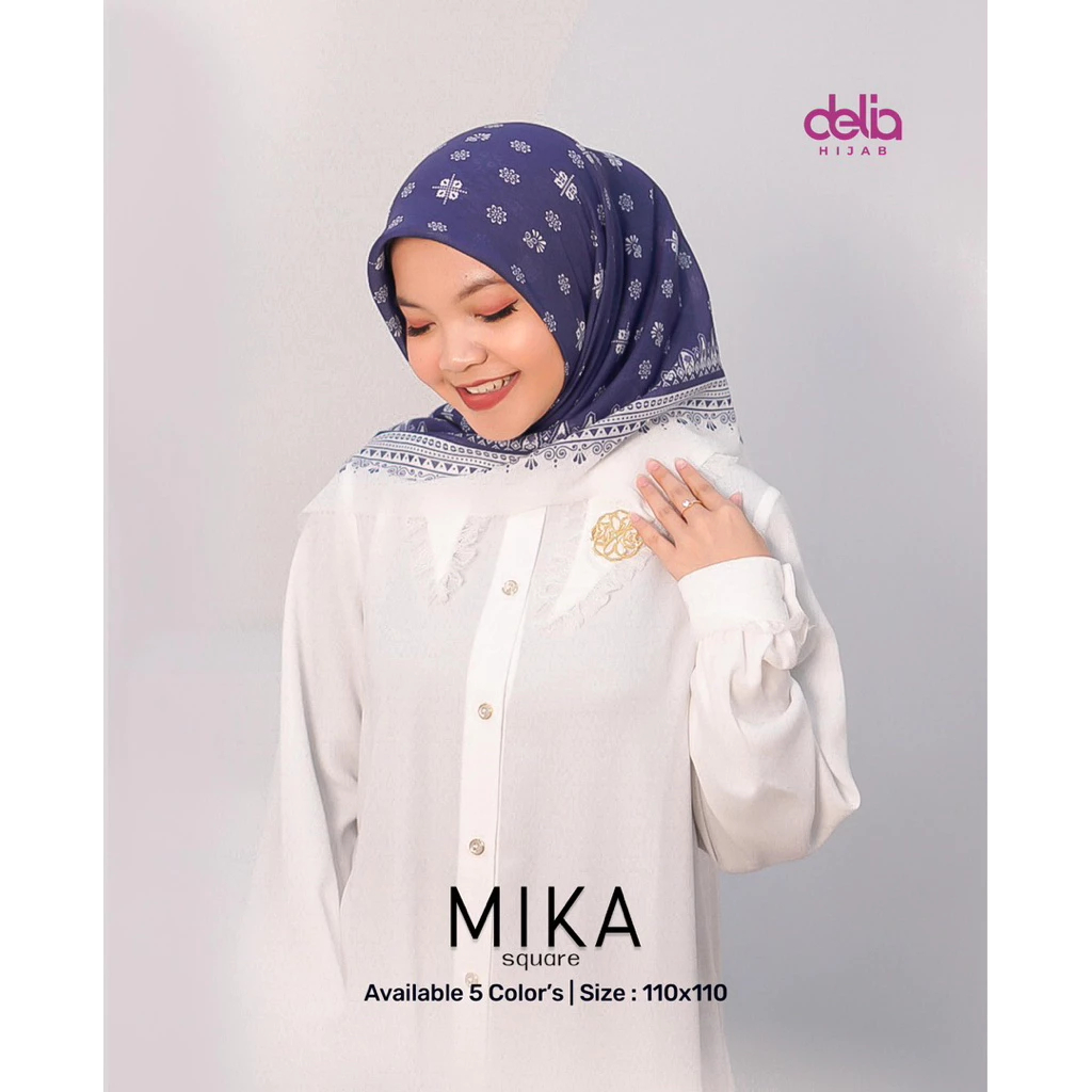 Delia Hijab - Mika Square | Scarf Motif | Hijab Kerudung Motif Premium
