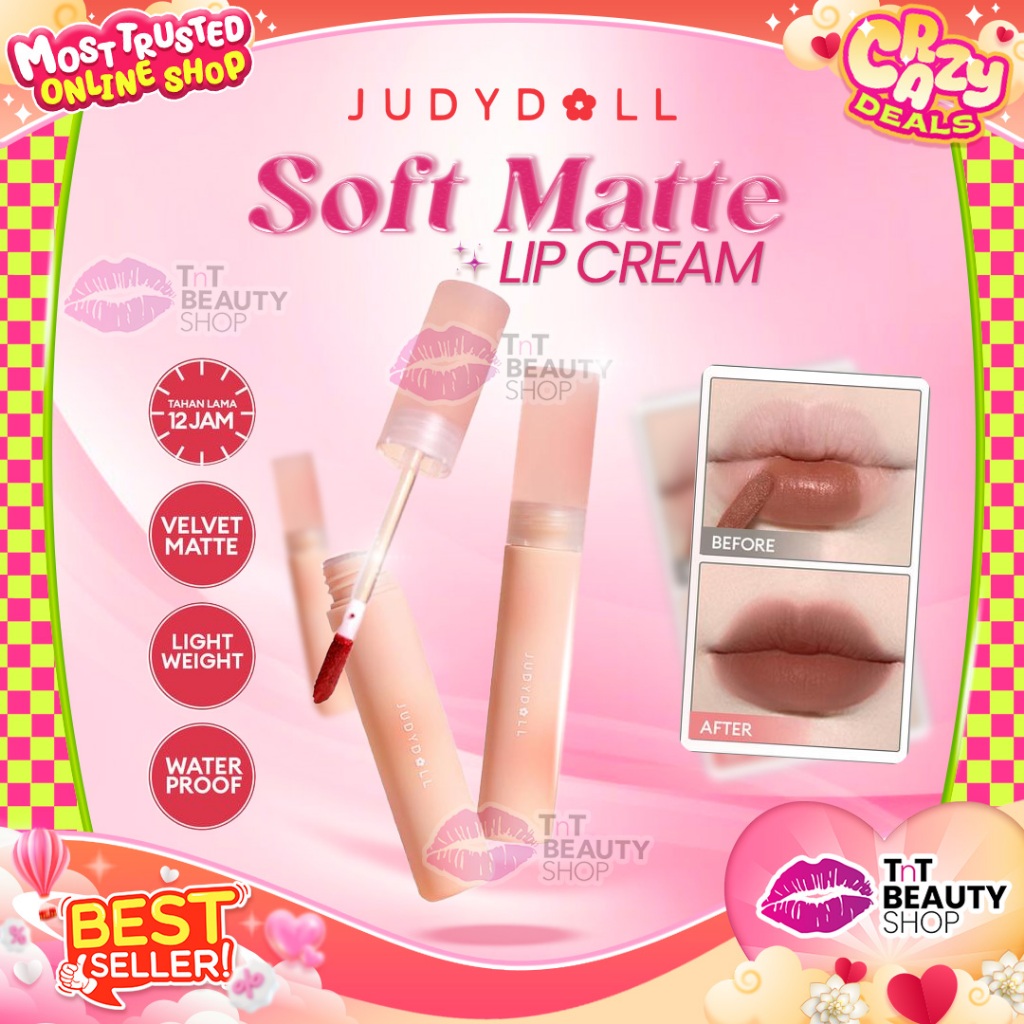 Judydoll Soft Matte Lip Cream 9gr Lip Cream Velvet Matte Waterproof Transferproof | TnT Beauty Shop