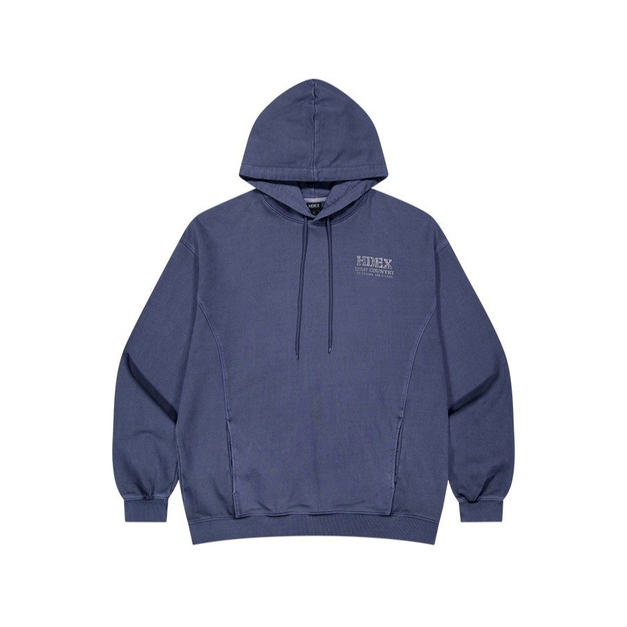HDEX Baju Korea Olahraga Core Small Logo Pigment Hoodie Navy Pria Fitness