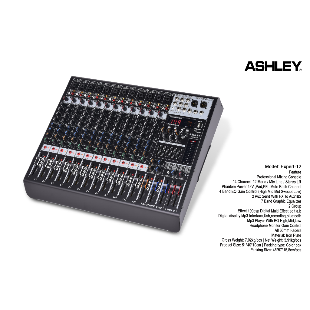 EXPERT-12 MIXER 14 CHANNEL ASHLEY ORIGINAL / MIXER 12 CHANNEL / EXPERT12 ASHLEY / EXPERT 12 ASHLEY