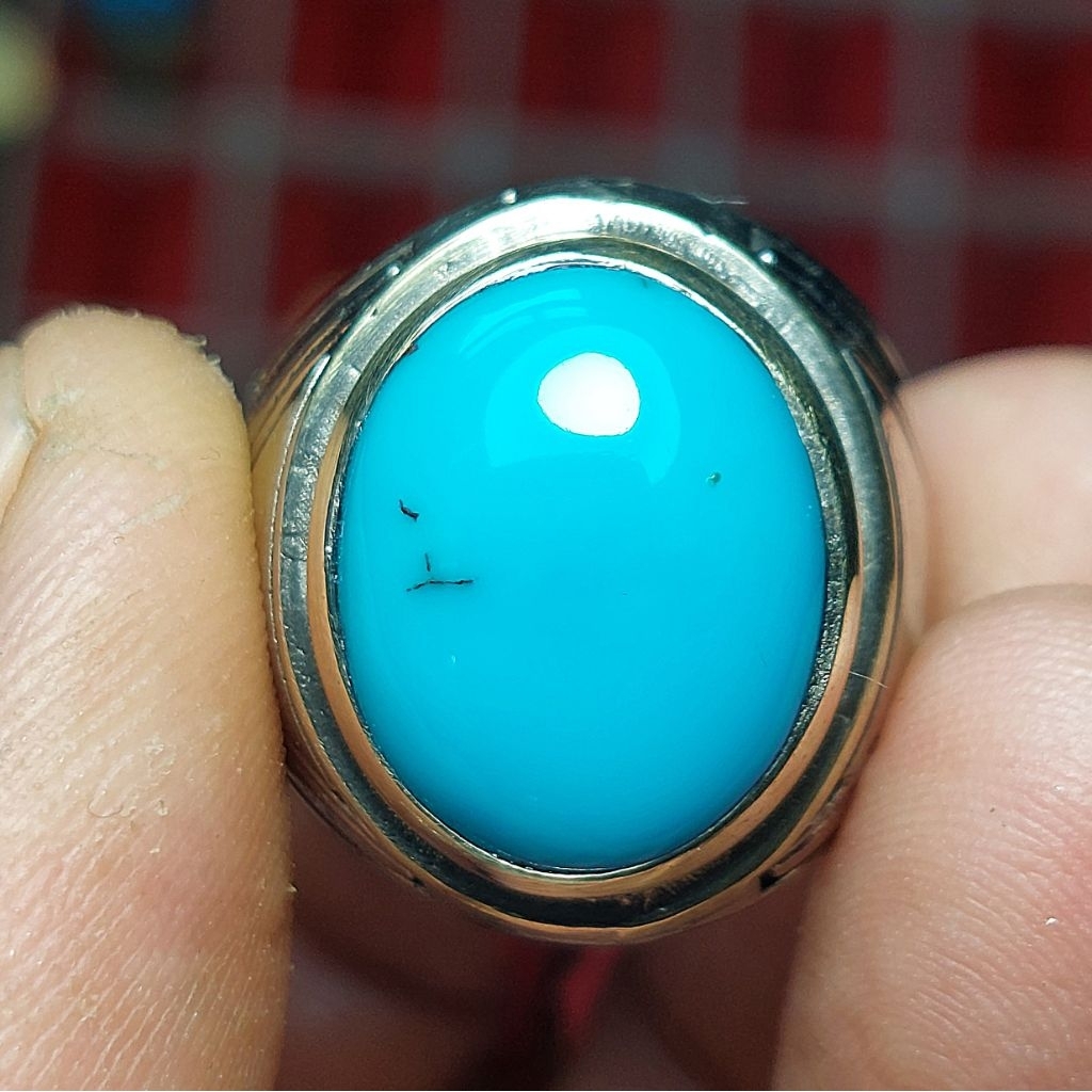 Pirus mesir Natural fancy blue nyala mosforik nyaris polos 16×13×4 mm [5Sd01489]