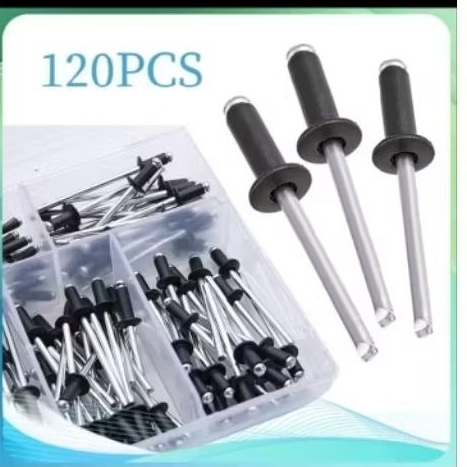 TANG RIVET TEMBAKAN PAKU 120 PCS PAKU RIVET HITAM BLIND RIVET PAKU RIVET UKURAN M2.4/M3.2/M4