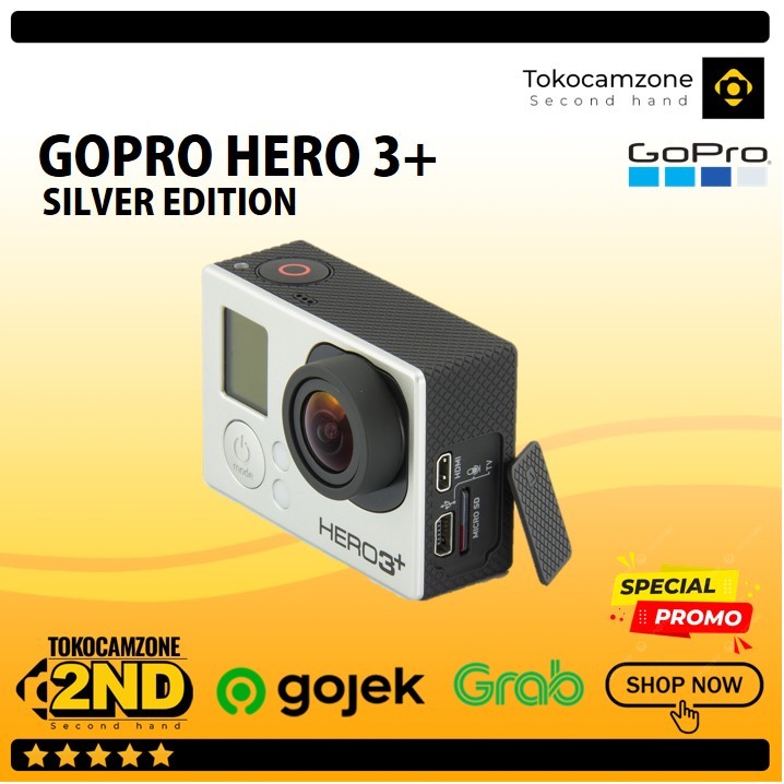GoPro HERO3+ Silver - Kamera Aksi Tahan Air 40m, Resolusi 1080p60, CMOS 10MP