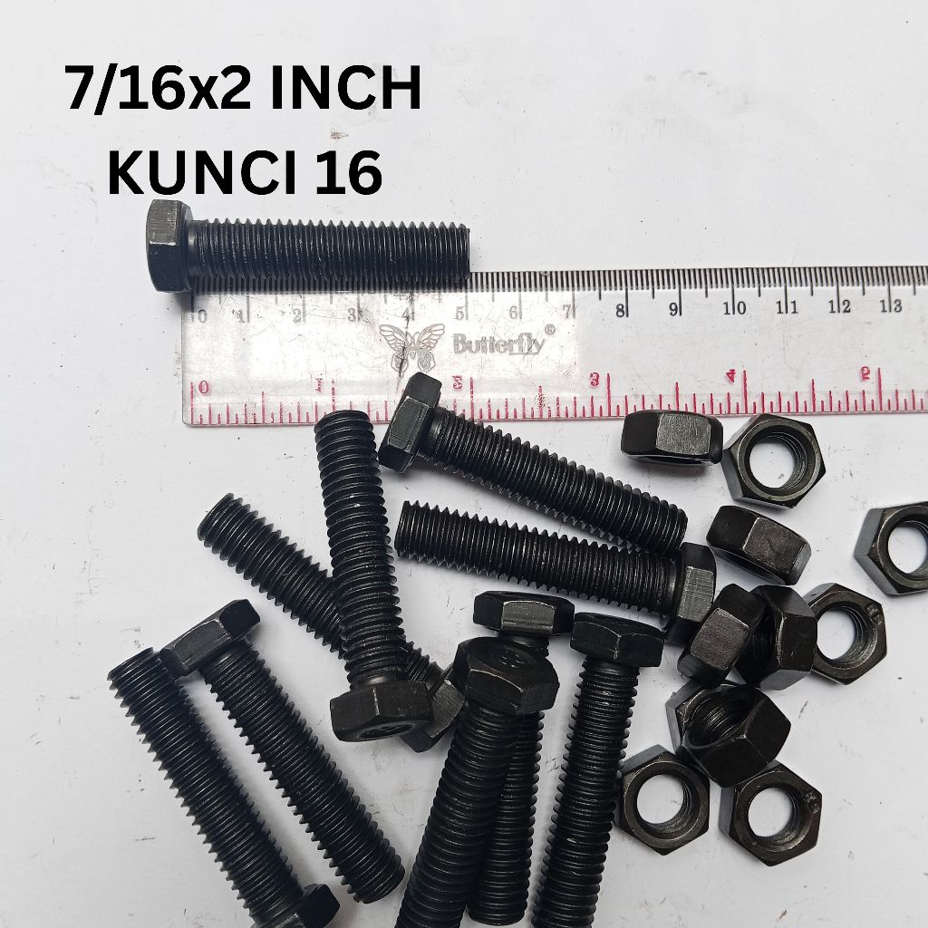 BAUT MUR HITAM NC 7/16X2" KUNCI 16