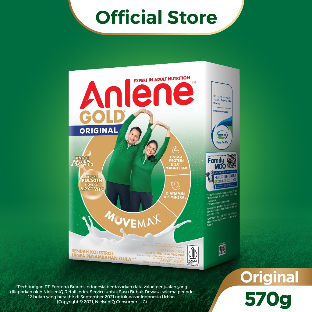 Anlene Gold 5X Susu Bubuk Dewasa Original 570g - Nutrisi Tinggi Kalsium Untuk Tulang, Sendi, dan Oto