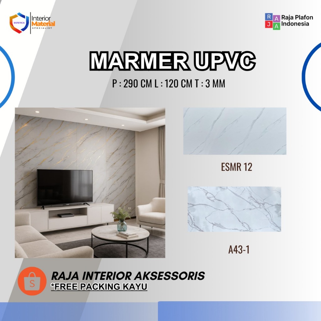 Marmer Panel PVC Dekorasi Dinding Motif Corak Marmer UV Marble Sheet