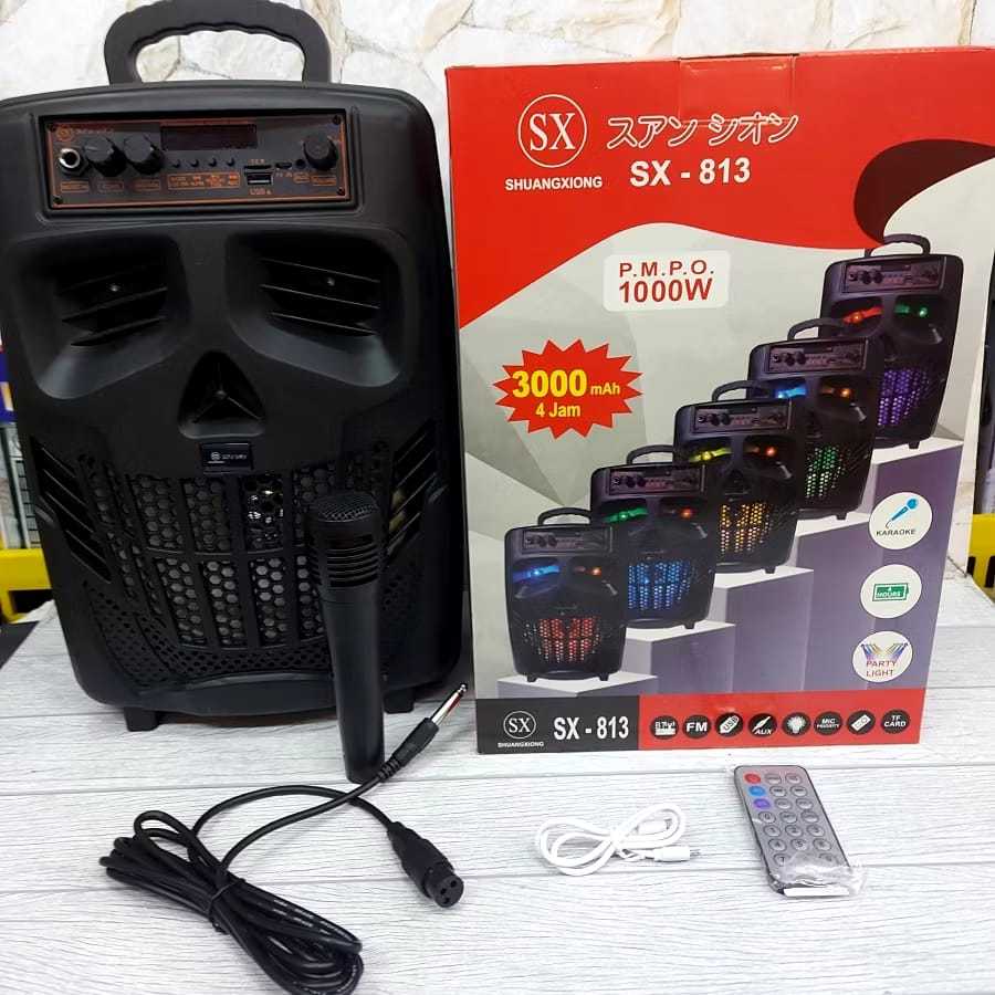 Speaker Bluetooth Karoke Terbaru SX-813/ Speaker 8,5 Inch Super Bass Dan Termurah