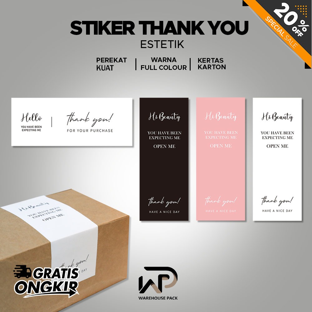 Stiker Segel Thank You | Stiker Segel Box Packaging Aesthetic | Stiker Segel Kemasan Hampers Box | S