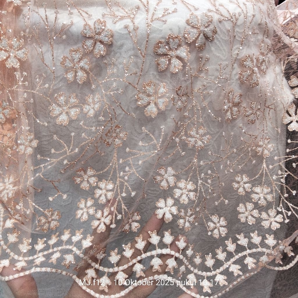 Kain Tile Glitter Premium - Harga/0,5 m - Kain Tile Glitter Motif Bunga Meteran - Bahan Tile Glitter