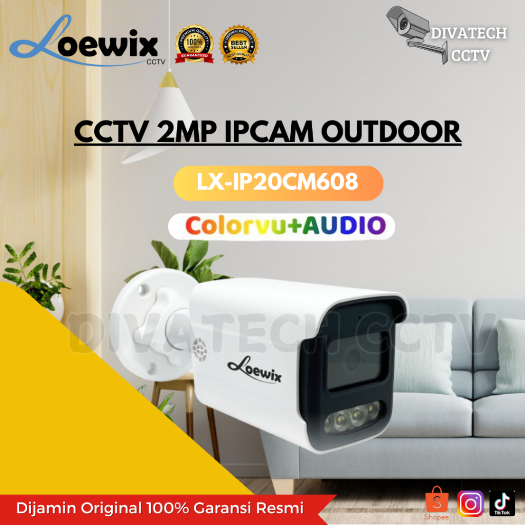 IP CAMERA 2MP COLORVU AUDIO LOEWIX LX-IPF20CM608 IP CAMERA OUTDOR SUPPORT ONVIF