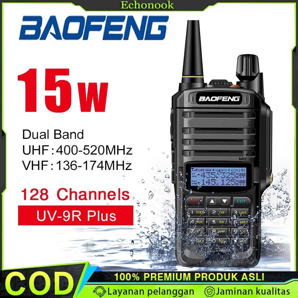 RM HT Baofeng Walkie Talkie UV-9r Plus Dual band VHF UHF (15watt) IP67 Waterproof Garansi 1 Tahun