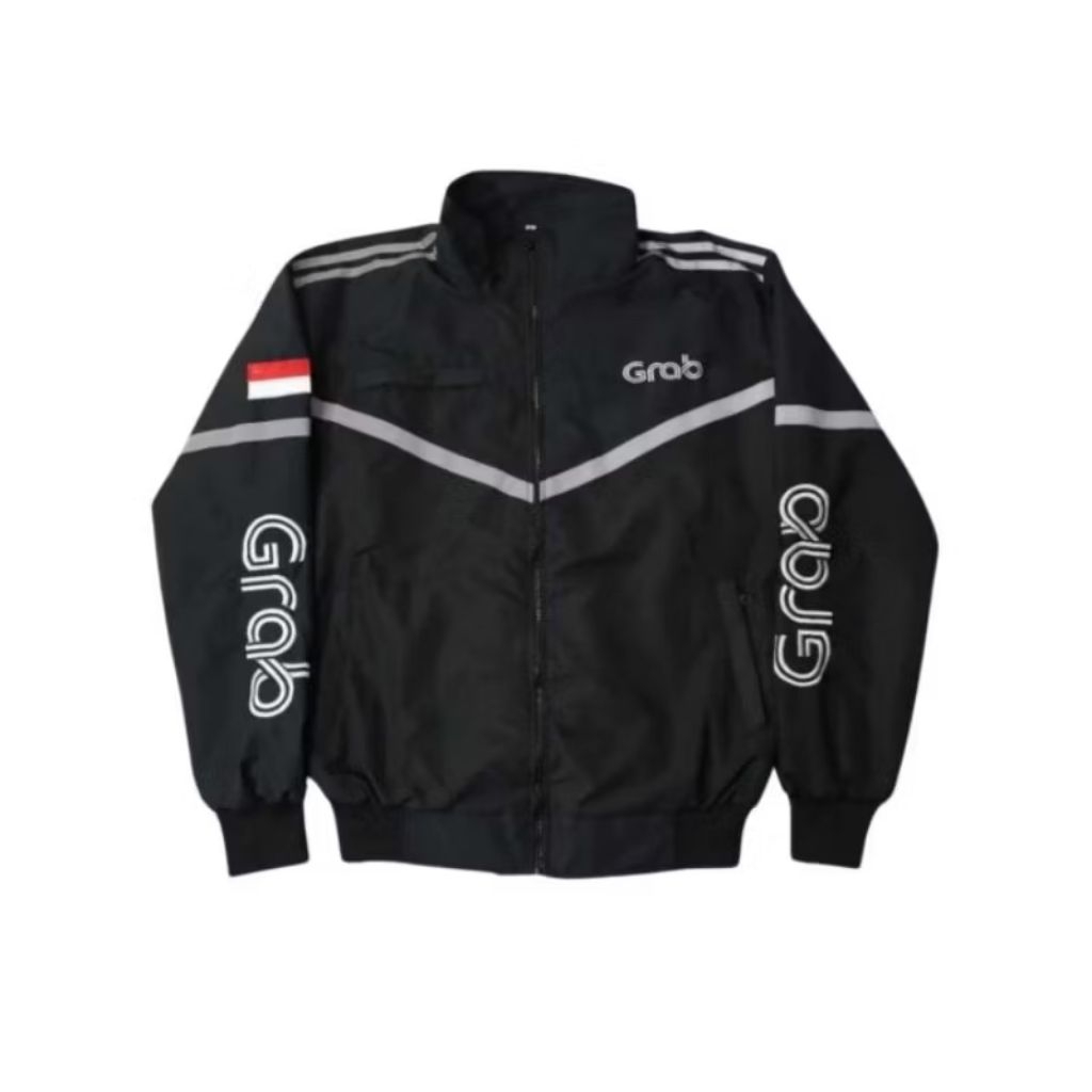 jaket hitam GRB terbaru-jaket driver-jaket bomber-jaket ojol-jaket motoran-jaket full bordil-jaket h