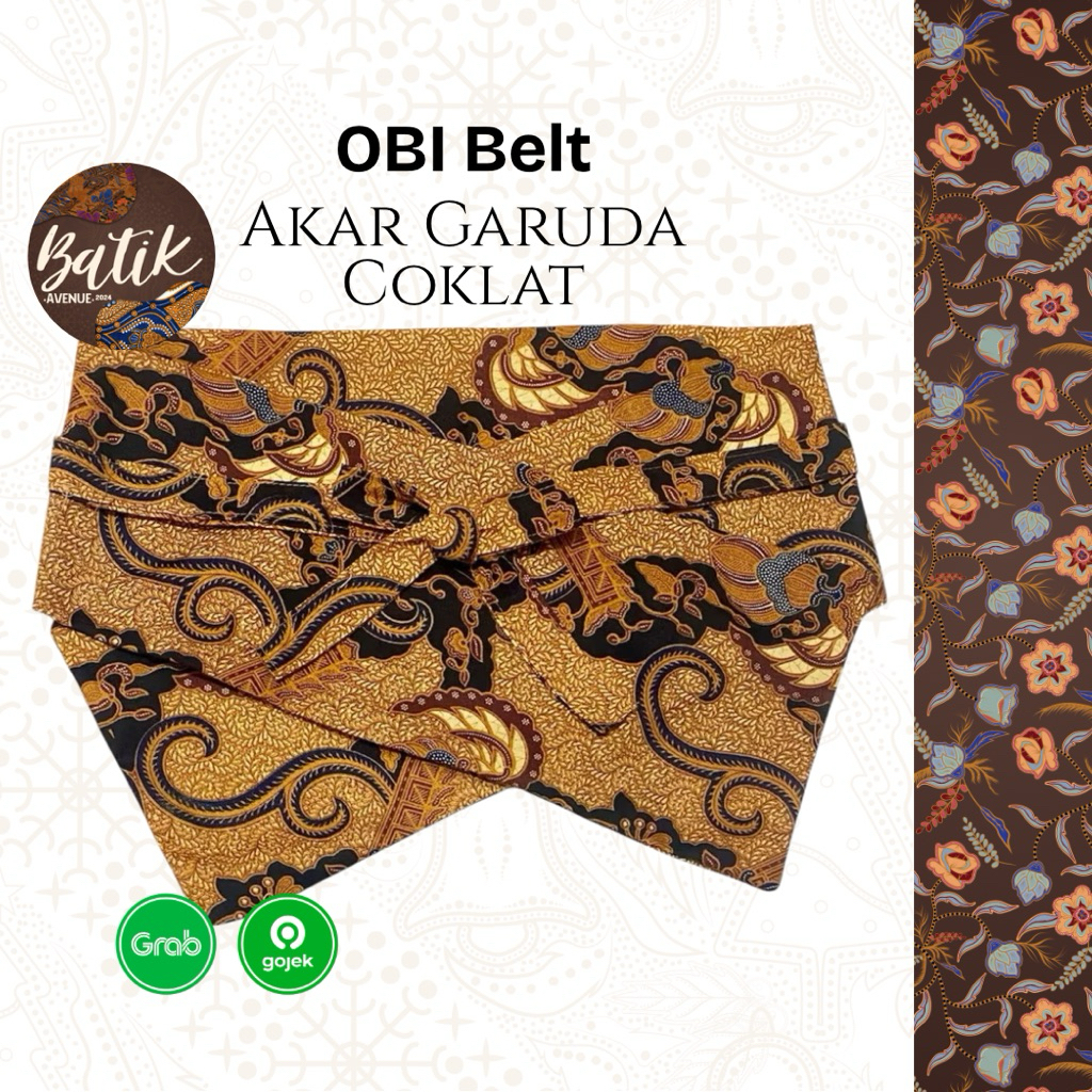 Belt Batik Wanita – Obi Batik Akar Garuda Coklat (116 x 15 cm)