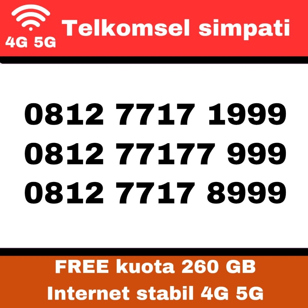 Triple 999 simpati telkomsel 0812 7717 8999 nomor cantik FREE kuota 20GB setiap bulan selama 1 tahun