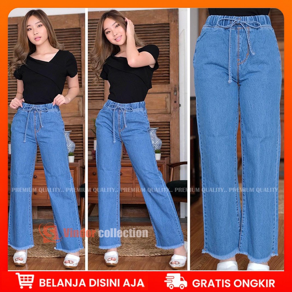Celana Jeans Rawis Wanita / Kulot Jeans Rawis Terbaru Pinggang Karet