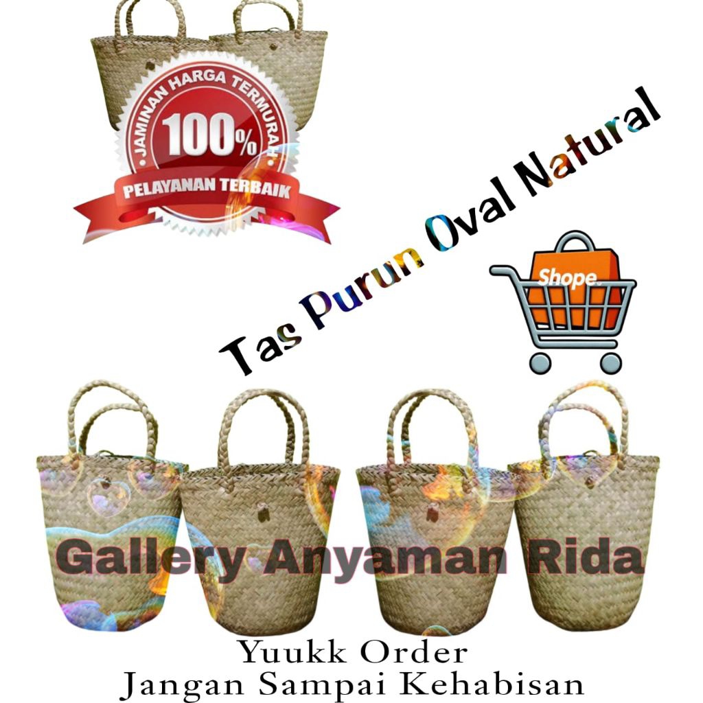 Tas Anyaman Purun Oval Natural Kalimantan