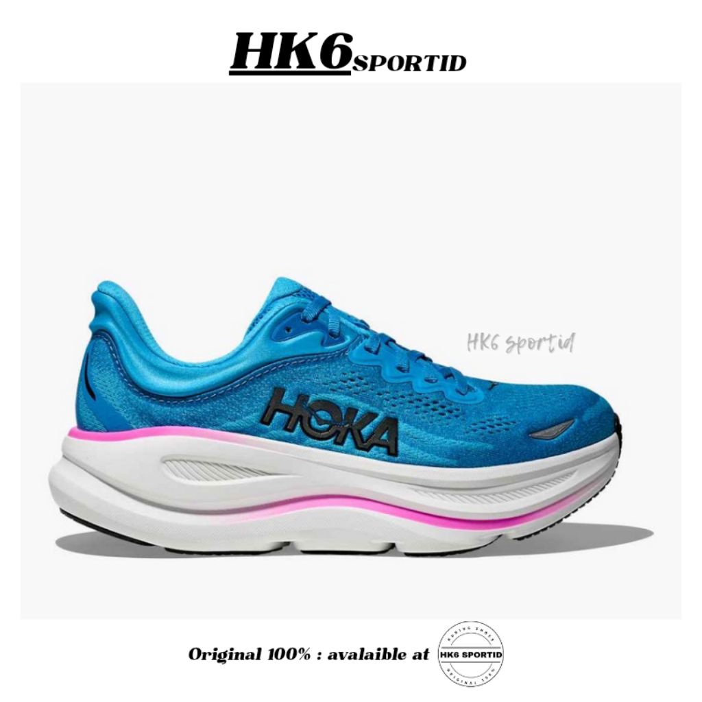 Hoka Bondi 9 Women's Running Shoes - Skyward Blue / Neon Fuchsia