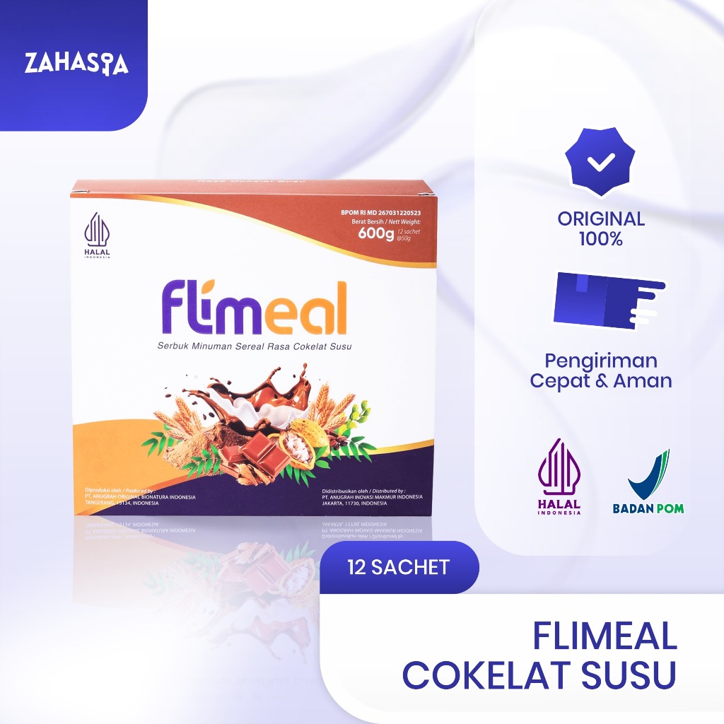 Flimeal (Meal Replacement) Isi 12 Sachet - Minuman Pengganti Makan Tinggi Serat Original 100%