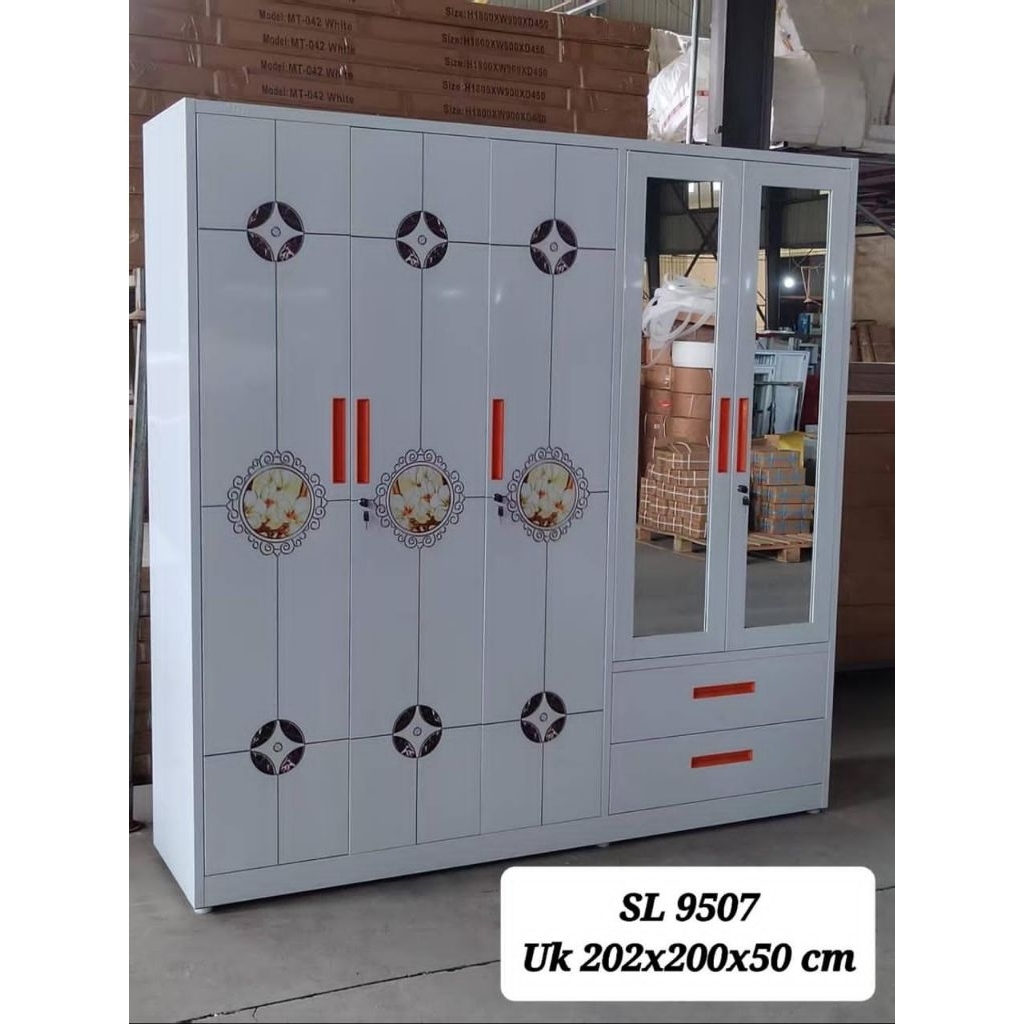 Lemari pakaian 5 pintu - Lemari baju 5 pintu murah -Lemari pakaian plat besi murah