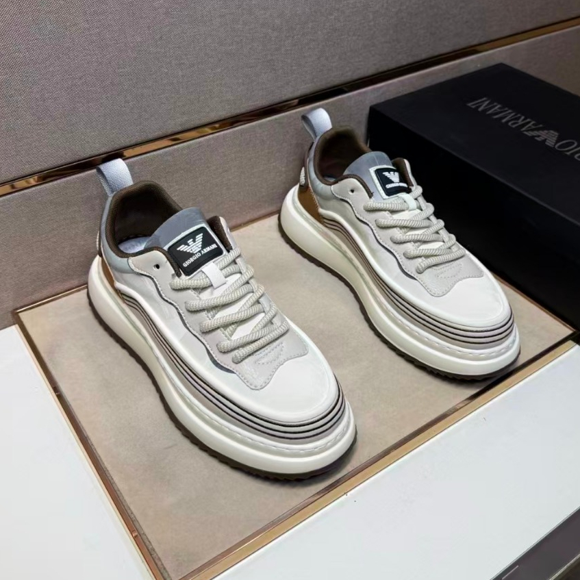 Armani Men's Casual Shoes Comfortable and Breathable Leather Sports Shoes