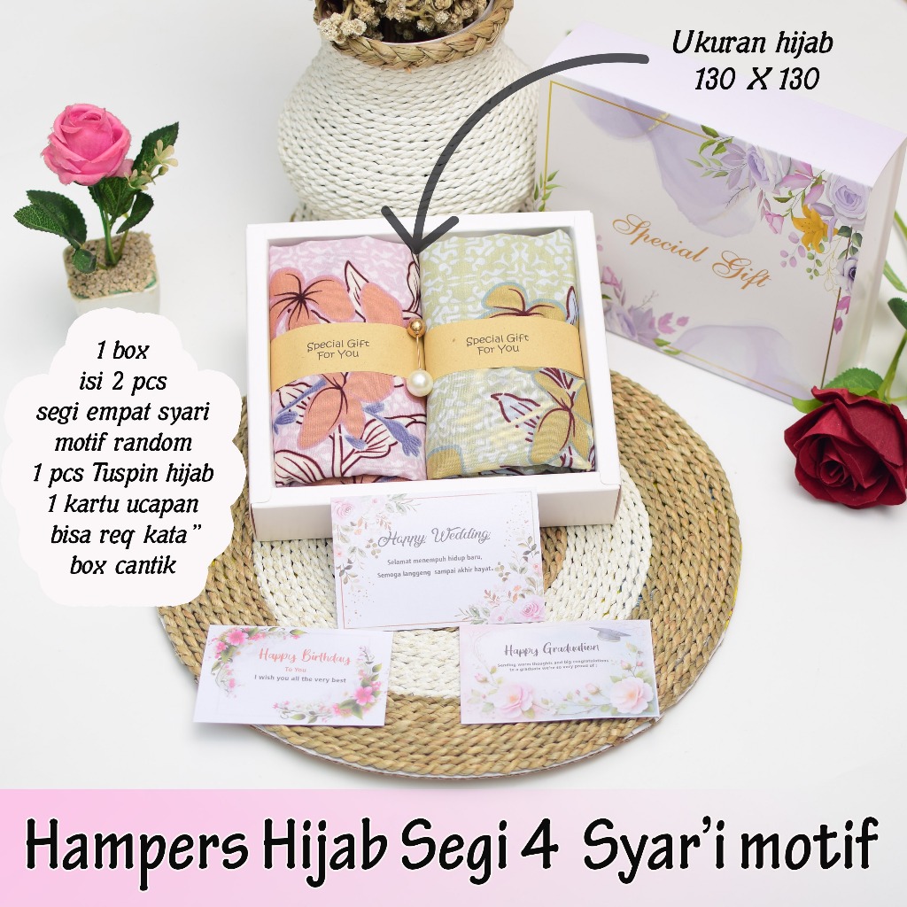hampers hijab azara syar'i motif ukuran 130cm x130cm