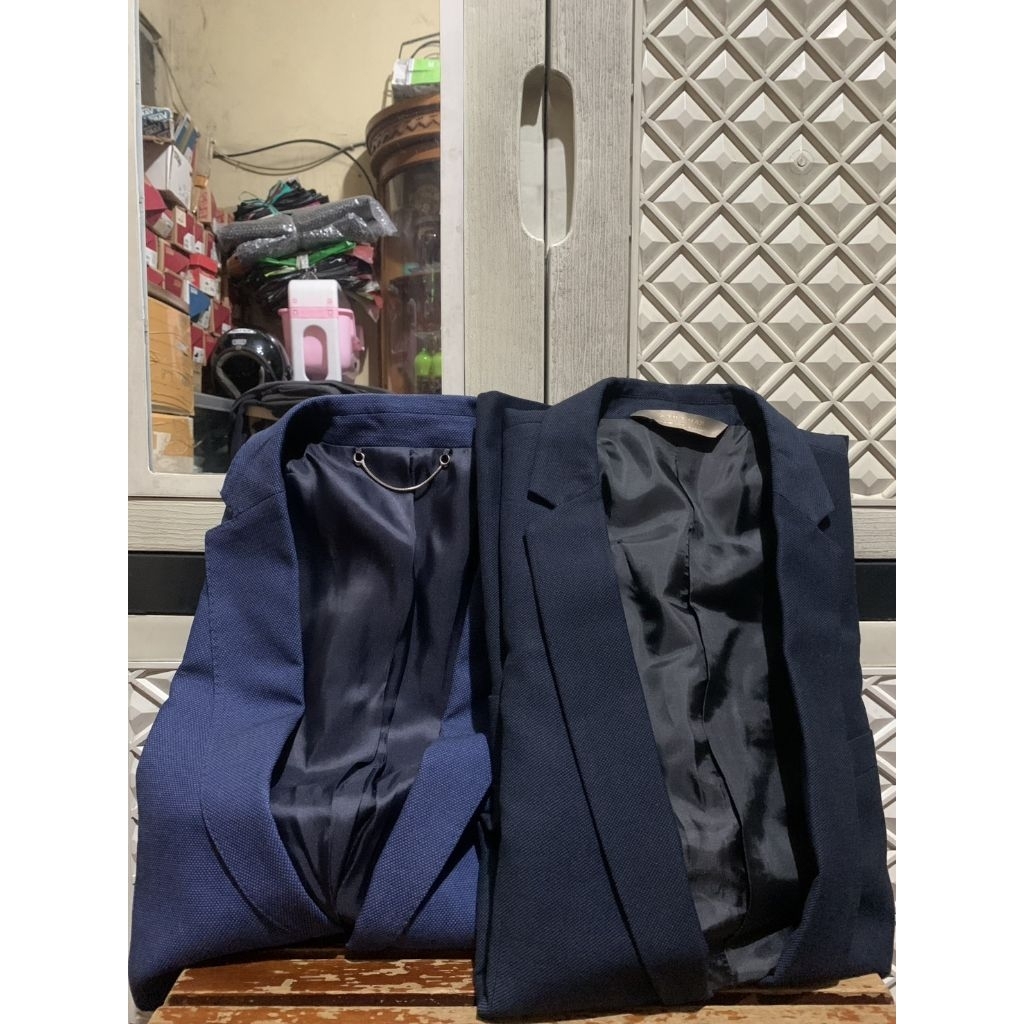 ORIGINAL JAS SUIT WOOL ZARA BLAZER TUXEDO SINGLE BREASTED TEXTURED ESSENTIALS