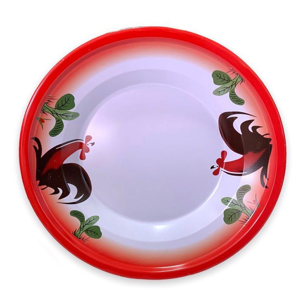 Piring Seng Jadul Piring Makan / Piring Enamel motif Ayam Jago ukuran 22cm / Piring Makan Murah