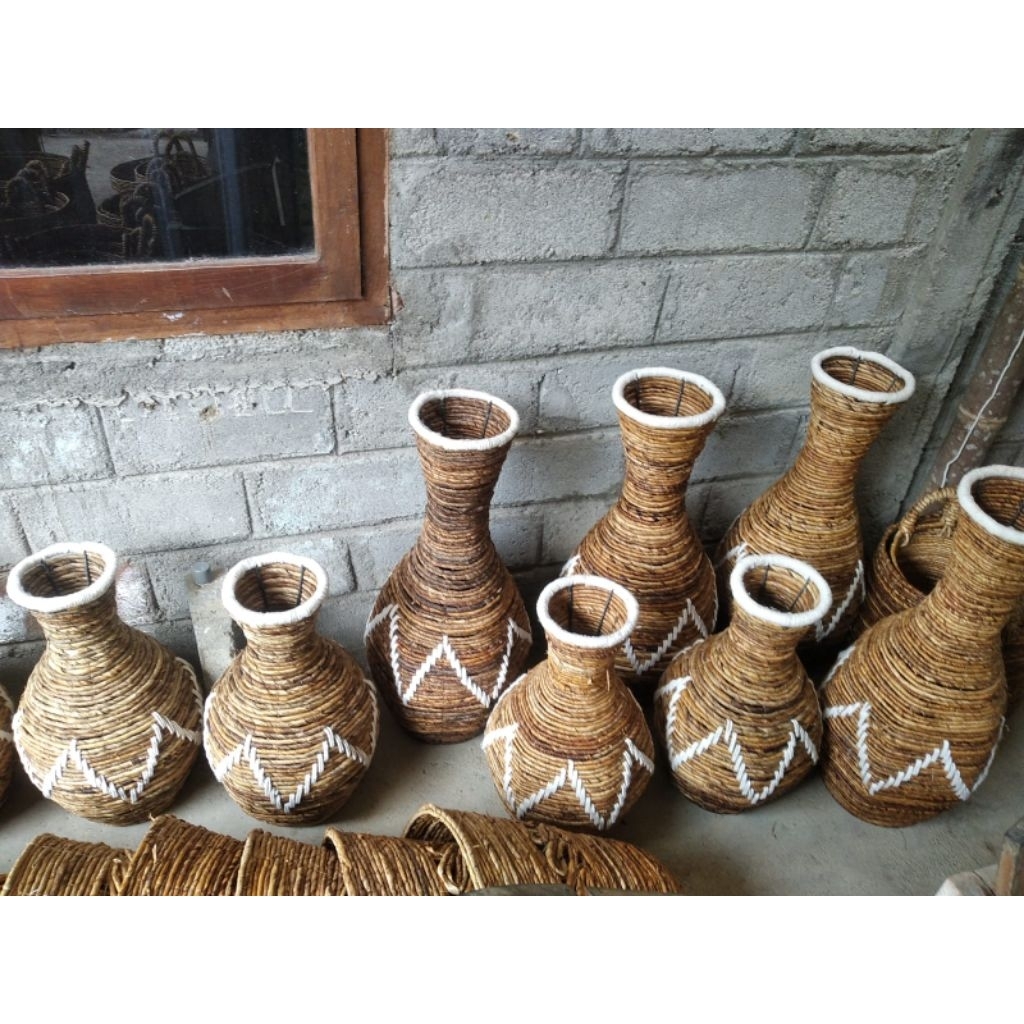 GUCI VAS ESTETIK HIASAN POKOK RUANG ANYAMAN