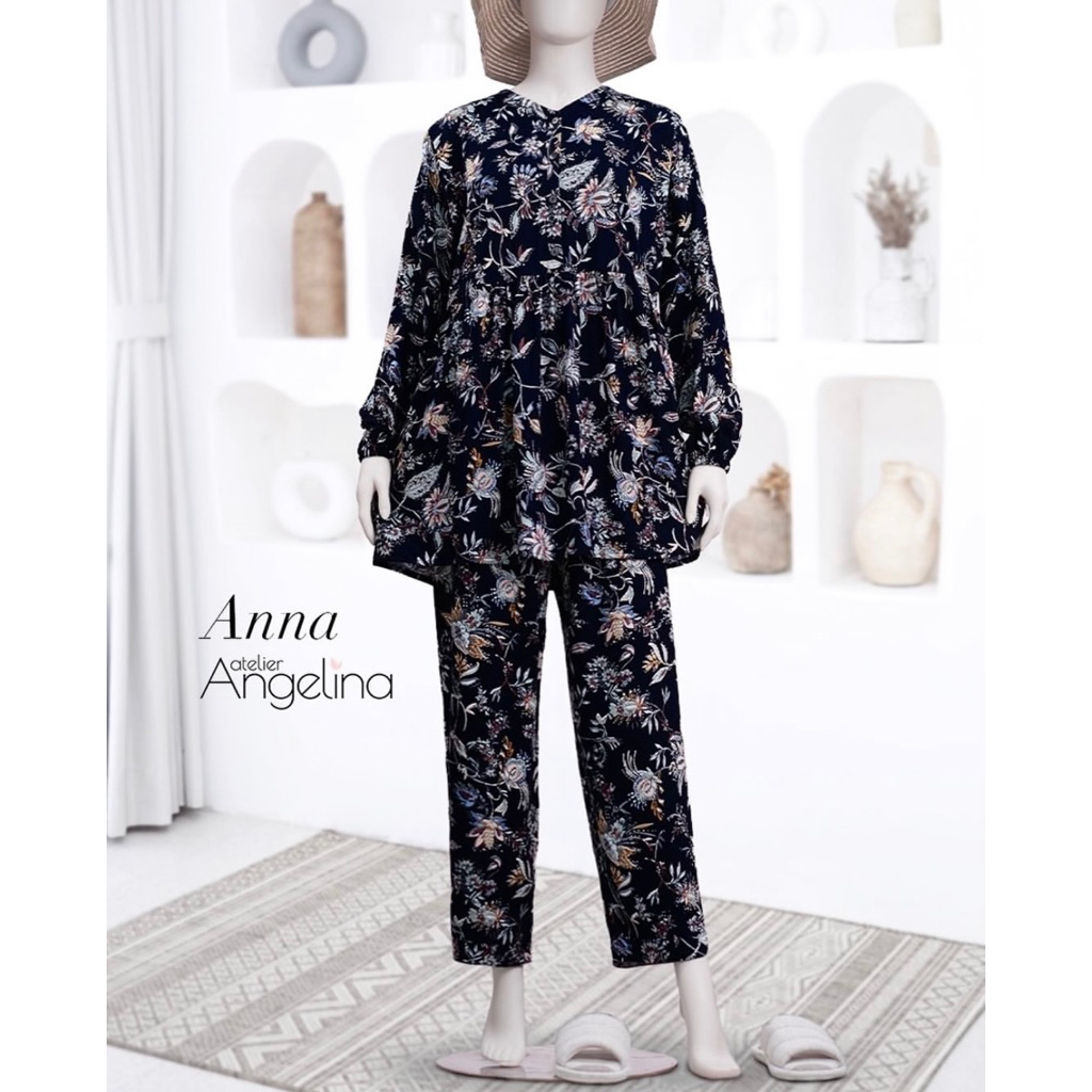 [SIAP KIRIM] ANNA PAJAMAS ETHEREAL FLORA BLACK SIZE S M BY ATELIER ANGELINA