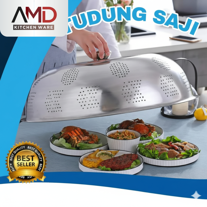 Tudung Saji Stainless Tebal Jumbo 55 cm Penutup Makanan Serbaguna Tudung saji lubang kecil