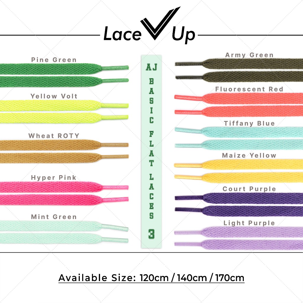 Tali Sepatu Flat 8mm Basic Color 3 (AJ, AF, Dunk)