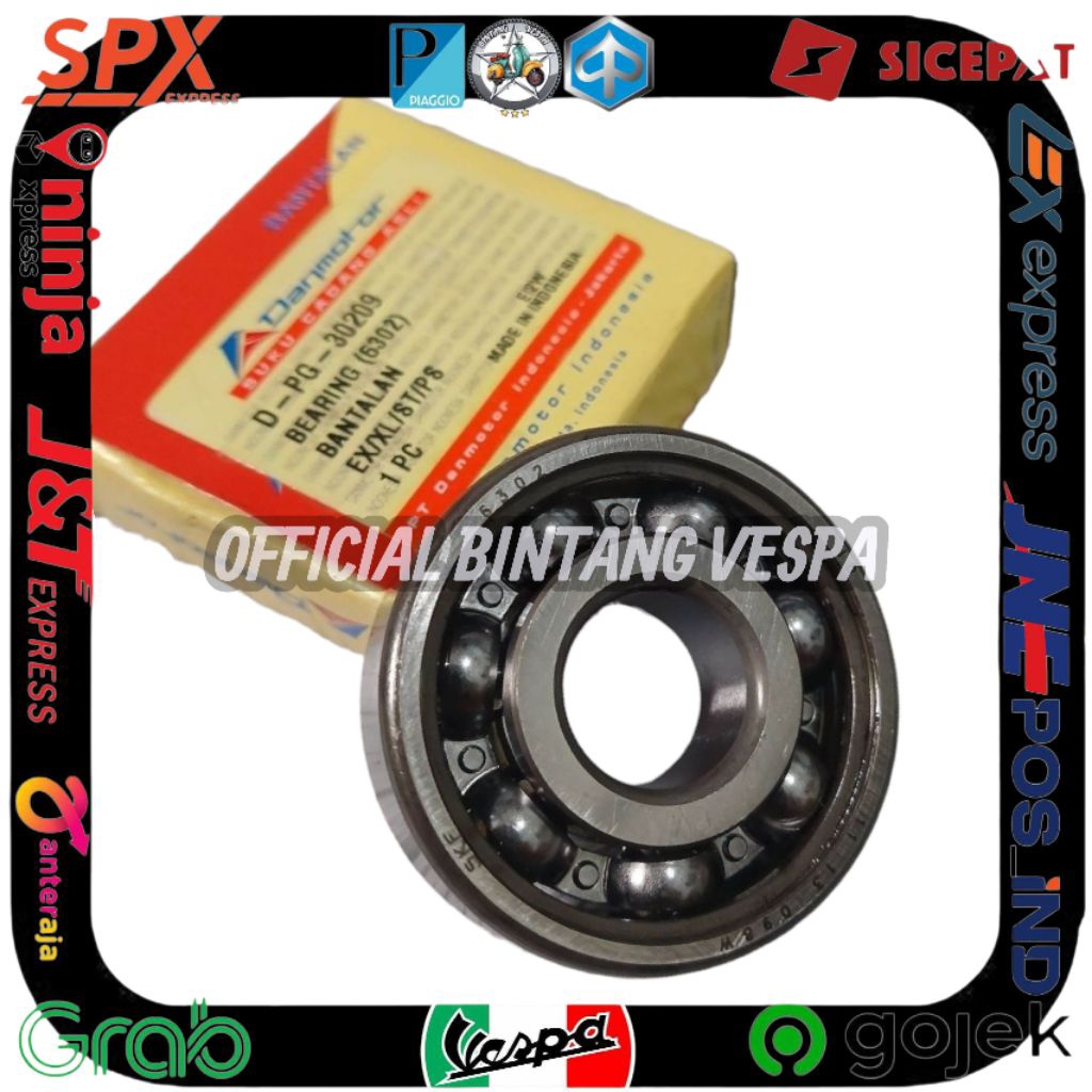 Laher 6302 danmotor Bearing Laher gigi susun Borobudur vespa excel exclusive ps strada pxe original 